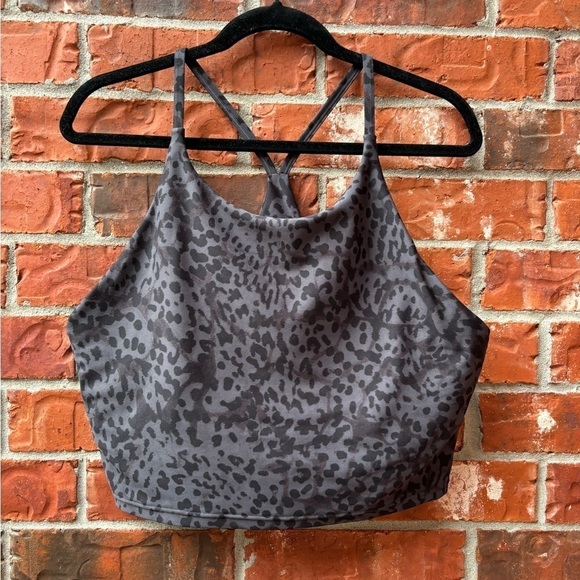 Old Navy Womens XL Powersoft Gray Black Leopard Animal Print Sports Bra Tank - Picture 7 of 7